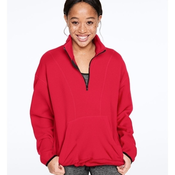 Pink POLAR FLEECE HALF-ZIP size Medium - Picture 1 of 6